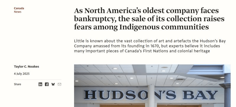 Who owns history when the Hudson’s Bay Company goes&nbsp;bankrupt?